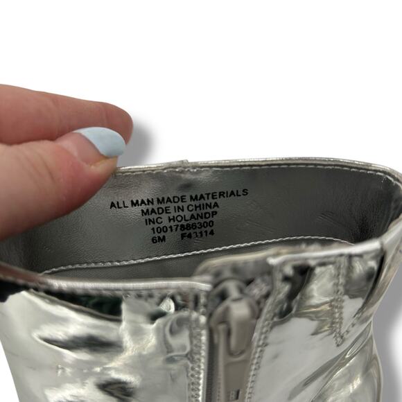 NEW Macy's INC Silver Mirror Booties Size 6 Metallic Scifi Zenon Tech Boots High - Picture 8 of 8